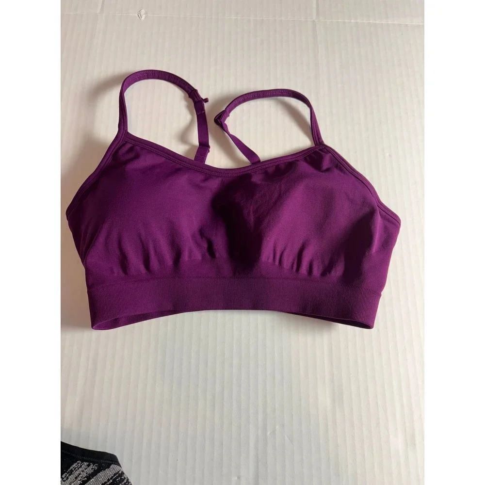 Athleta Sports Bra Bundle Size Small Purple Solid‎ Black Grey Marble Print NWOT